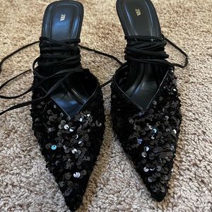 Black heels with glitters from Zara in size 40
